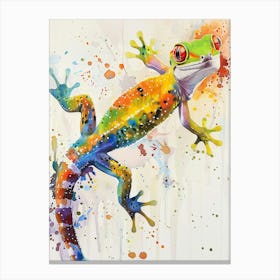 Gecko Colourful Watercolour 3 Canvas Print