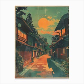 Traditional Japanese Village Mid Century Modern Canvas Print