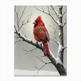 Cardinal In Snow Canvas Print