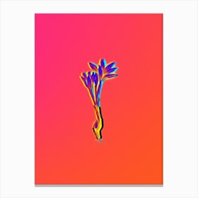 Neon Autumn Crocus Botanical in Hot Pink and Electric Blue n.0524 Canvas Print