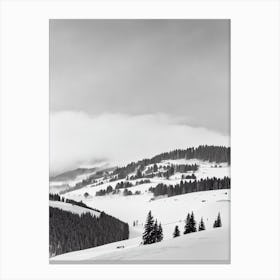 Méribel, France Black And White Skiing Poster Canvas Print