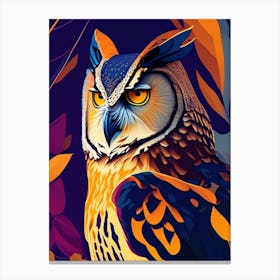 Great Horned Owl Pop Matisse Bird Canvas Print