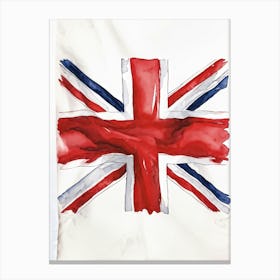 An Authoritative Watercolor Render Of The Distinguished United Kingdom Flag With Its Deep Red Cross Canvas Print