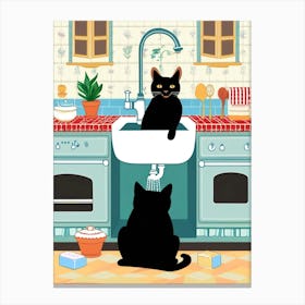 Cat In The Kitchen 3 Canvas Print