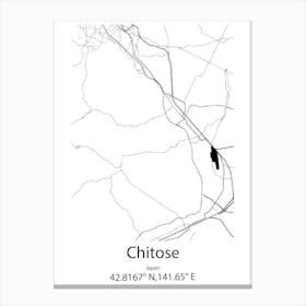 Chitose,Japan Minimalist Map Canvas Print