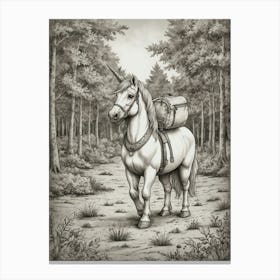 Unicorn In The Woods Canvas Print