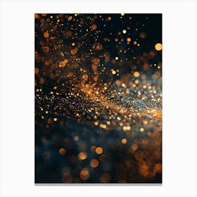 Abstract Gold Sparkles On Black Background Canvas Print