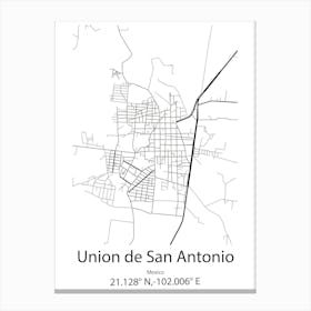 Union De Reyes,Cuba Minimalist Map Canvas Print