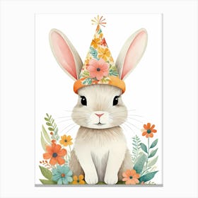 Floral Cute Baby Rabbit Bunny Nursery (7) Canvas Print