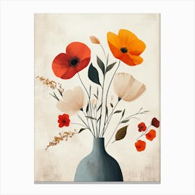 Poppies In A Vase Canvas Print