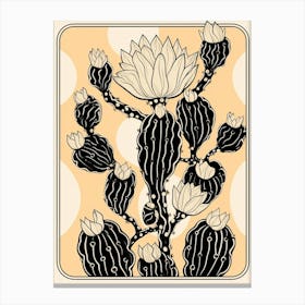 B&W Cactus Illustration Opuntia Fragilis 3 Canvas Print