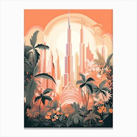 Burj Khalifa   Dubai, United Arab Emirates   Cute Botanical Illustration Travel 0 Canvas Print