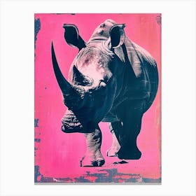 Retro Polaroid Inspired Rhino 1 Canvas Print