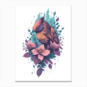 Bird And Flowers Canvas Print