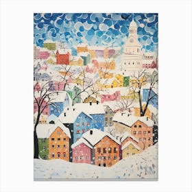 Winter Snow Tallinn   Estonia Snow Illustration Canvas Print