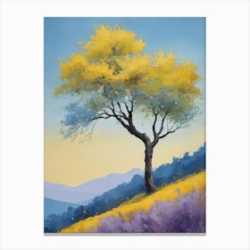 Painting Of A Tree, Yellow, Purple (22) Canvas Print
