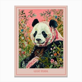 Floral Animal Painting Giant Panda 2 Poster Canvas Print
