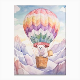 Baby Polar Bear 5 In A Hot Air Balloon Canvas Print