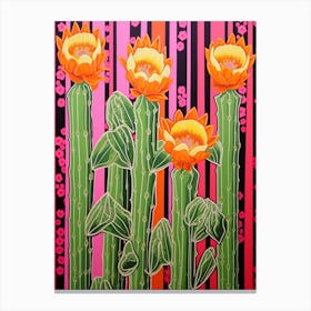 Mexican Style Cactus Illustration Ladyfinger Cactus 3 Canvas Print