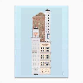 Crockett Hotel Tower Risograph Collage Canvas Print
