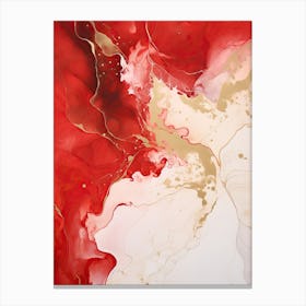 Red, White, Gold Flow Asbtract Painting 0 Canvas Print