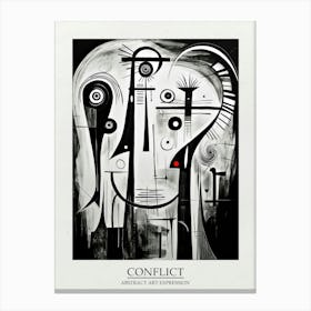 Conflict Abstract Black And White 3 Poster Canvas Print