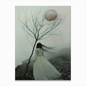 Girl In A White Dress Canvas Print