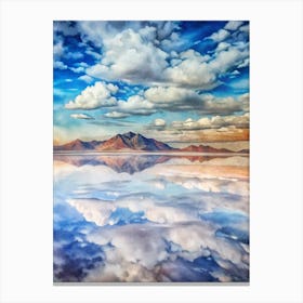 A Striking Image Of Salt Flats Reflecting The Sky (1) Canvas Print