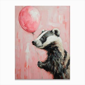 Cute Badger 4 With Balloon Canvas Print