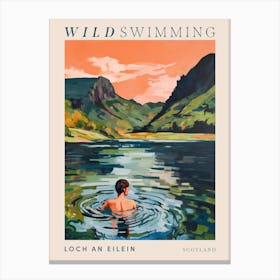 Wild Swimming At Loch An Eilein Scotland 2 Poster Canvas Print