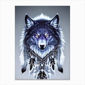 Wolf With Feathers Canvas Print