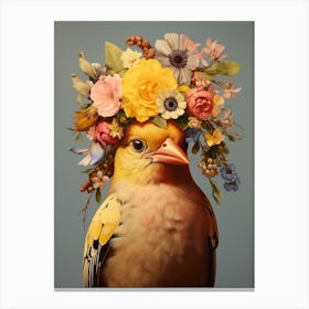 Bird With A Flower Crown American Goldfinch 2 Canvas Print