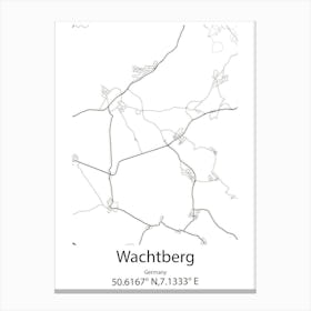 Wachtberg,Germany Minimalist Map Canvas Print