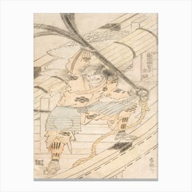 Shinozuka Iganokami Sadatsuna Holding A Ship S Anchor By Katsushika Hokusai Canvas Print