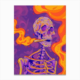 Skeleton Smoking A Cigarette 2 Canvas Print