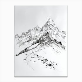 Kala Patthar Nepal Line Drawing 4 Canvas Print