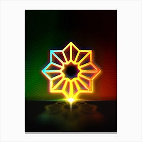 Neon Geometric Glyph in Watermelon Green and Red on Black n.0222 Canvas Print
