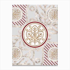 Geometric Abstract Glyph in Festive Gold Silver and Red n.0066 Canvas Print
