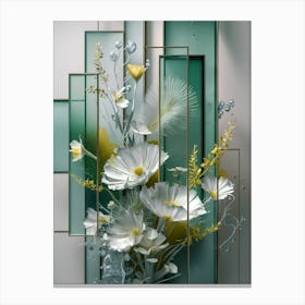 Flowers In A Glass Vase Canvas Print
