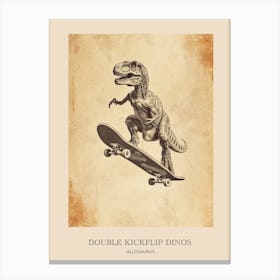 Allosaurus Vintage Dinosaur Poster 3 Canvas Print