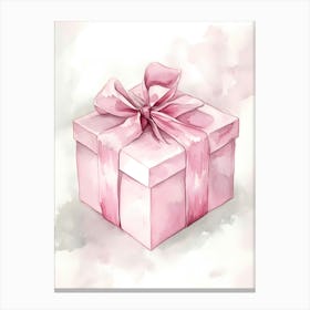 Pink Gift Box Watercolor Painting Canvas Print