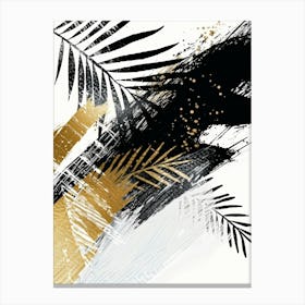 Gold And Black Palm Leaves 3 Canvas Print