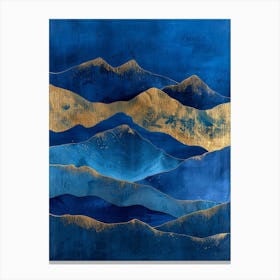 Mountains In Blue And Gold 1 Canvas Print