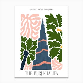 The Burj Khalifa   United Arab Emirates, Travel Poster In Cute Illustration Canvas Print