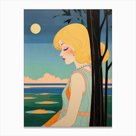 Woman In The Moonlight 1 Canvas Print