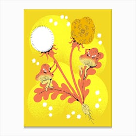 Dandelions And Mushrooms Canvas Print