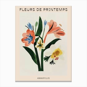 Spring Floral French Poster  Amaryllis 3 Canvas Print