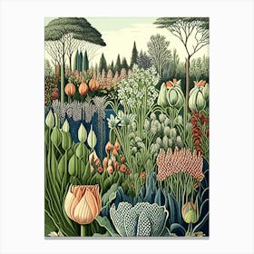 Keukenhof Gardens 1, Netherlands Vintage Botanical Canvas Print