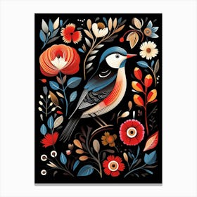 Folk Bird Illustration Carolina Chickadee 1 Canvas Print