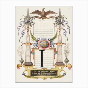 Guide For Constructing The Letter I From Mira Calligraphiae Monumenta, Joris Hoefnagel Canvas Print